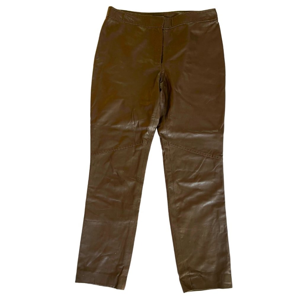 Dana Buchman 100% Real Leather Brown Pant Women's Size 6